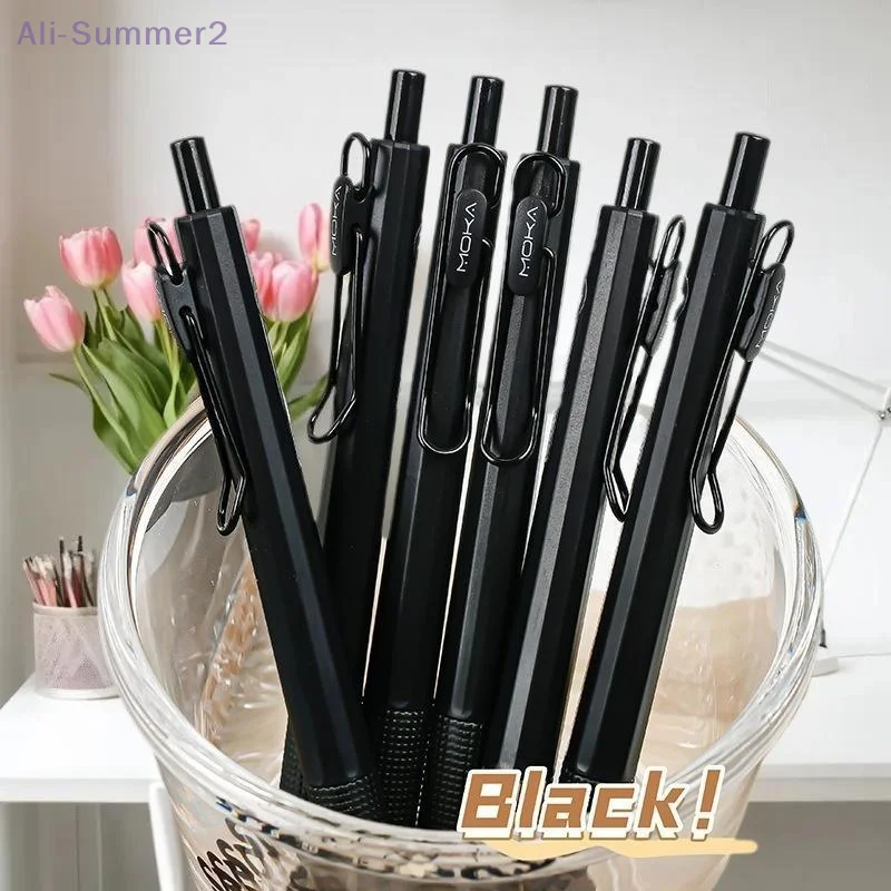 

6Pcs Retractable Gel Ink Pen Silicone Pen Grip ST Tip Quick-Drying Ink No Smudge 0.5mm Black Ink Smooth Writting