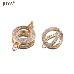 Clasp for beads handmade jewellery Findings Micro Pave Zircon Rhinestone Pearl Clasps For Pearls Necklace Jewelry Making