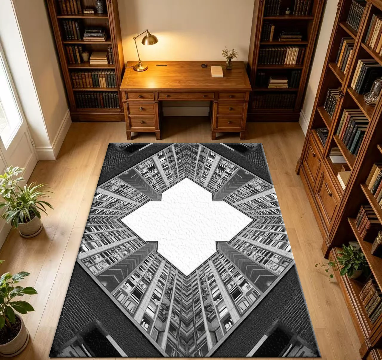 3D Illusion Architectural Perspective Carpet Floor Mat for Living Room Home Decoration