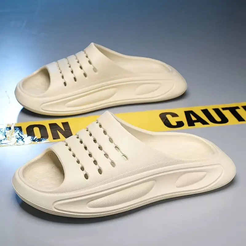 

Men Summer New One Word Casual Sports Slippers Thick Sole Non Slip Lightweight Home Slippers Bathroom Slippers Beach Slippers