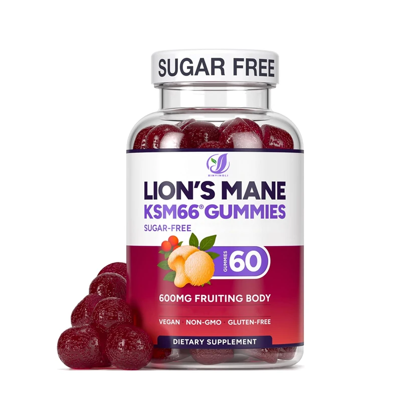 

Sugar free lion mane supplement gummies, natural berry flavor, vegetarian, 60 gummies