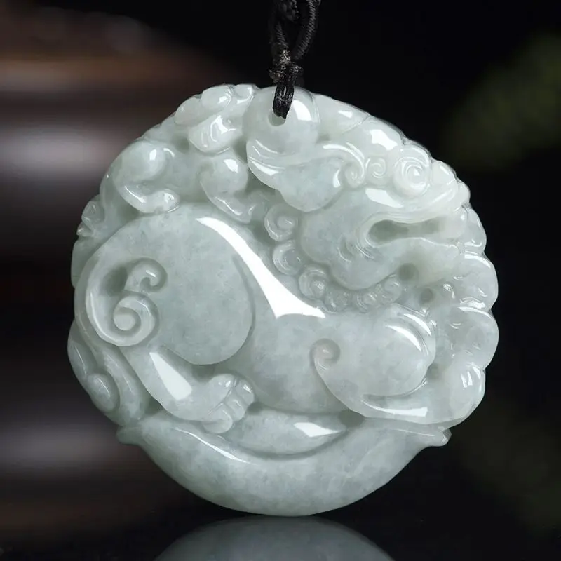 Natural Myanmar A Goods Jade Zhaocai Pixiu Double Sided Pendant Jadeite Charms Transfer Men's Necklace Women's Jewelry Wholesale