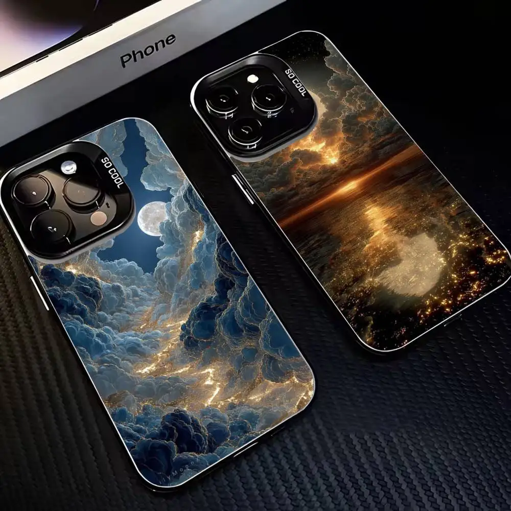 

Sky Moon Phone Case For iPhone 16,15,14,13,12,11,Mini,Pro,MAX Black Matte Shockproof Cover