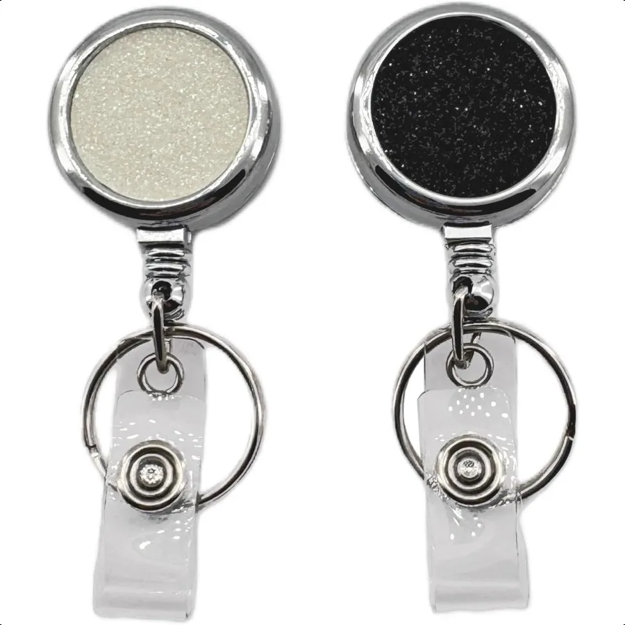 

2 Pack Heavy Duty All Metal Retractable Badge Holder Reel Durable and Bling ID Card Holders with Clip and Key Ring Ideal for s