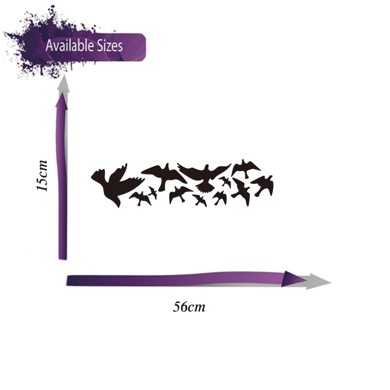 12Pcs Flying Bird Sky Wall Sticker Decal Jungle Animal Bathroom Kitchen Bedroom Living Room Home Decor