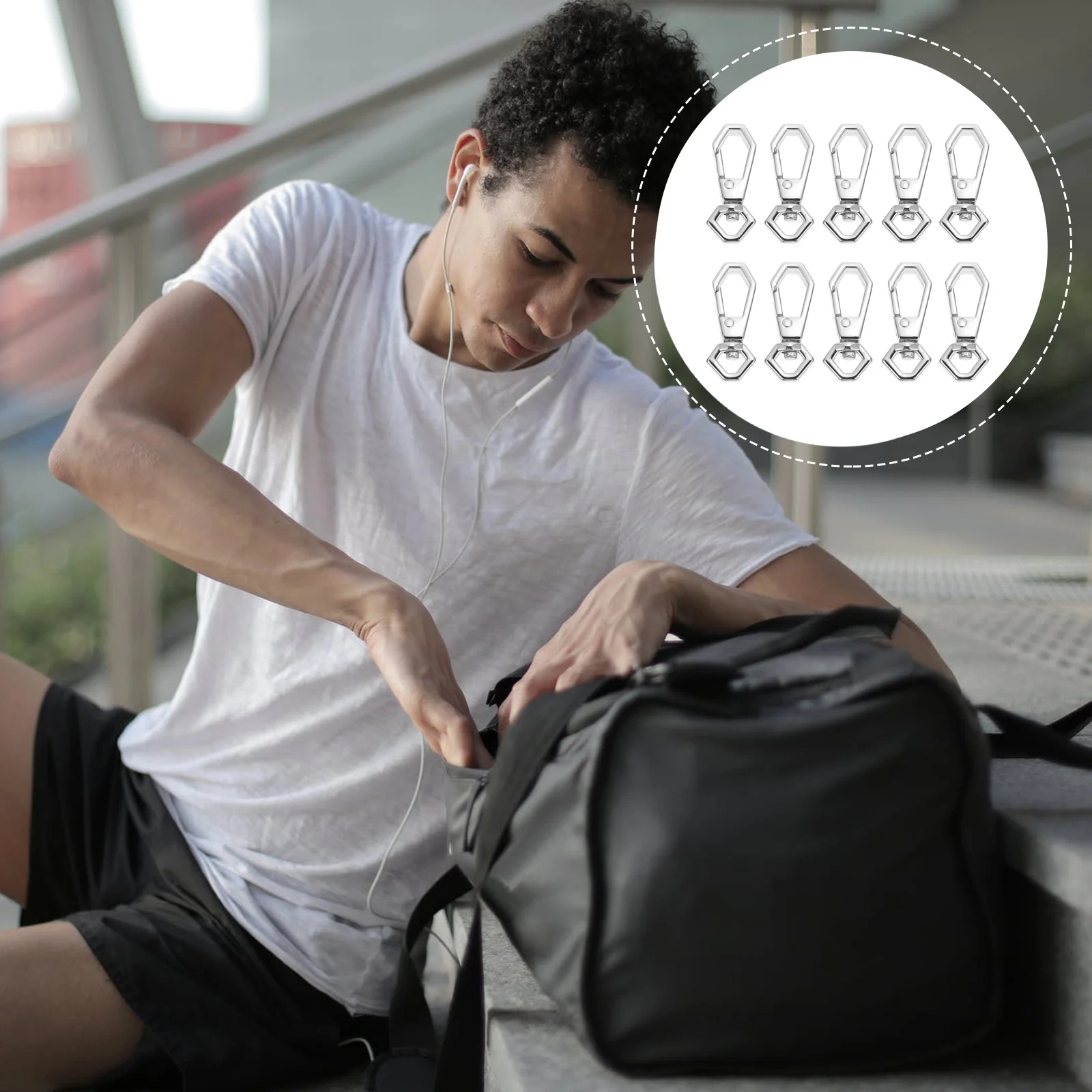 

10pcs Small Hook Buckle Strap Detachable Metal Bag Clasp Replacement Luggage Suitcase Leash Connector Durable Connecting