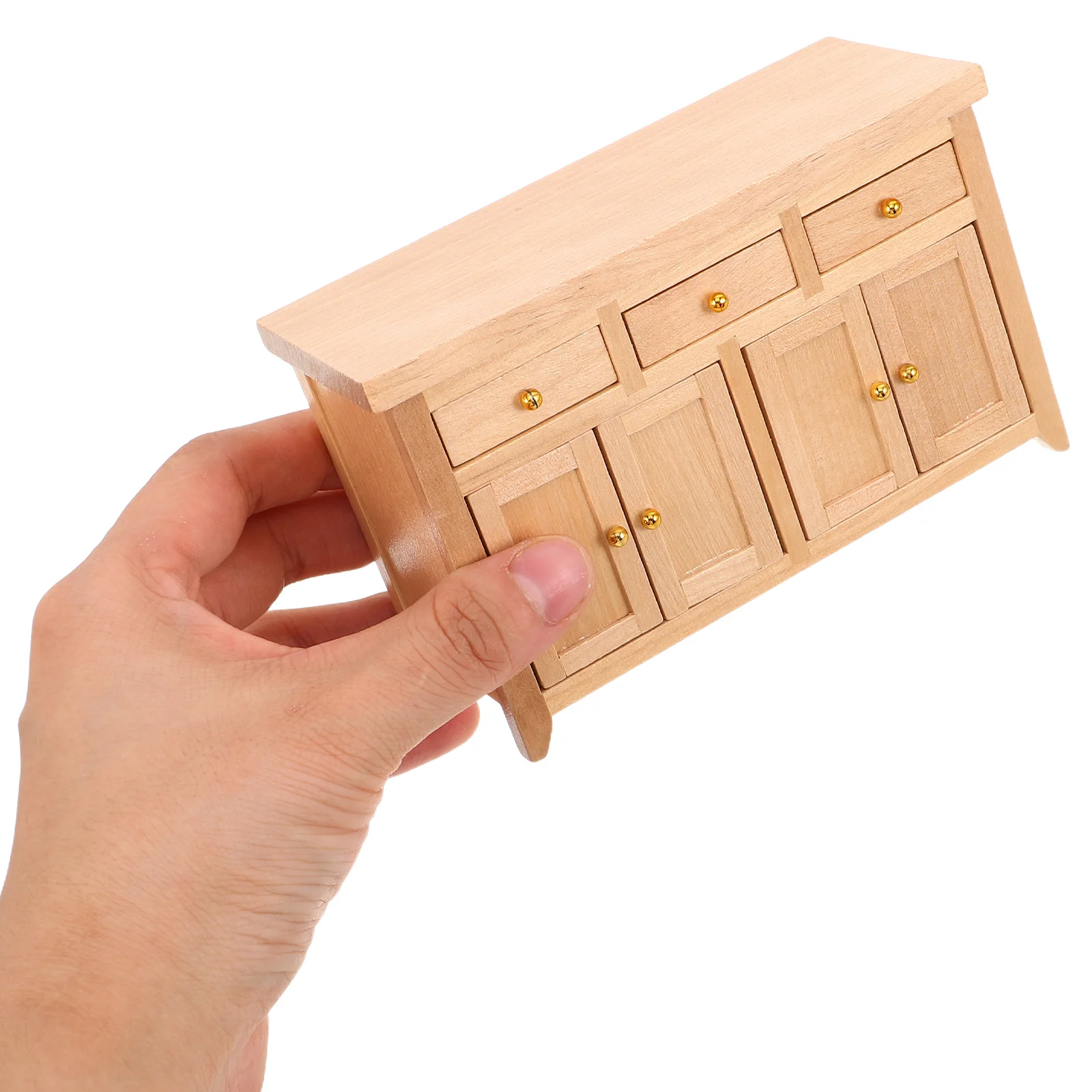 Mobili per la casa Mini armadietto decorativo Mobili da cucina per casa delle bambole Miniature Ornamenti Cassetto in legno Micro scena beige