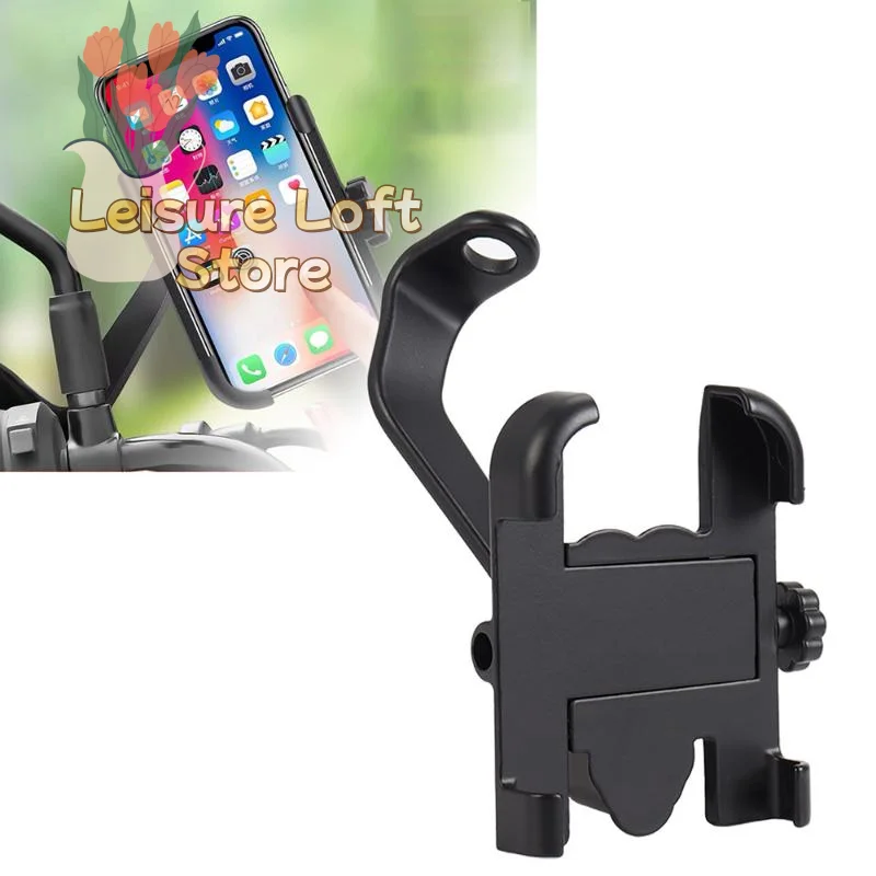 

Motorcycle Bicycle Phone Holder Adjustable Handlebar Mount with Rearview Mirror for Takeaway Anti Vibration Secure Grip