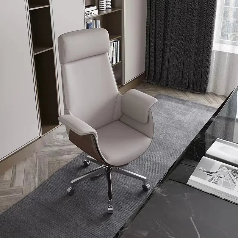 Luxury Ergonomic Officeเก้าอี้หนังModern Bossปรับหมุนห้องนอนเก้าอี้ไม้Chaiseเฟอร์นิเจอร์ห้อง