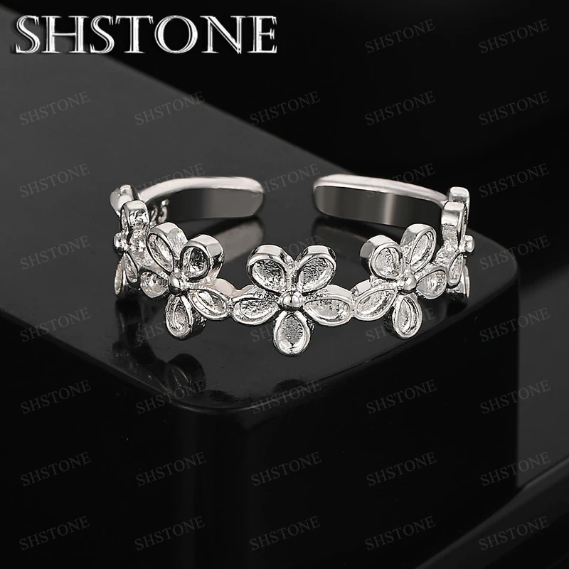 

High Quality Jewelry 925 Sterling Silver Pretty Flower Opening Ring Lady Wedding Banquet Party Birthday Gift Accessories