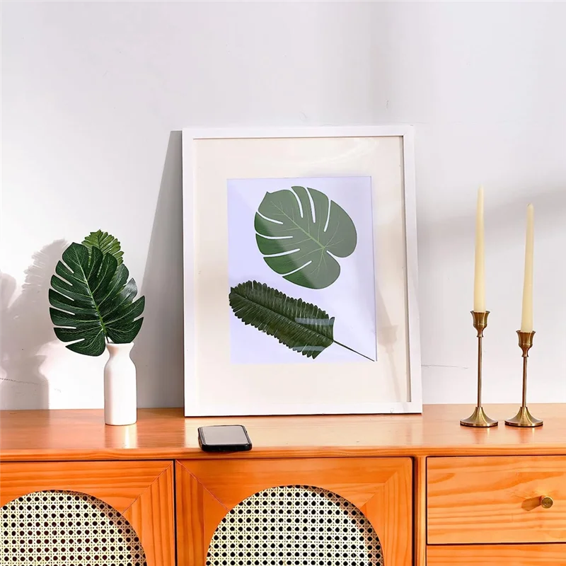Hojas de palma artificiales de Monstera Tropical, decoración de hojas de jungla, hojas de palma con tallos, 84 piezas, 6 tipos