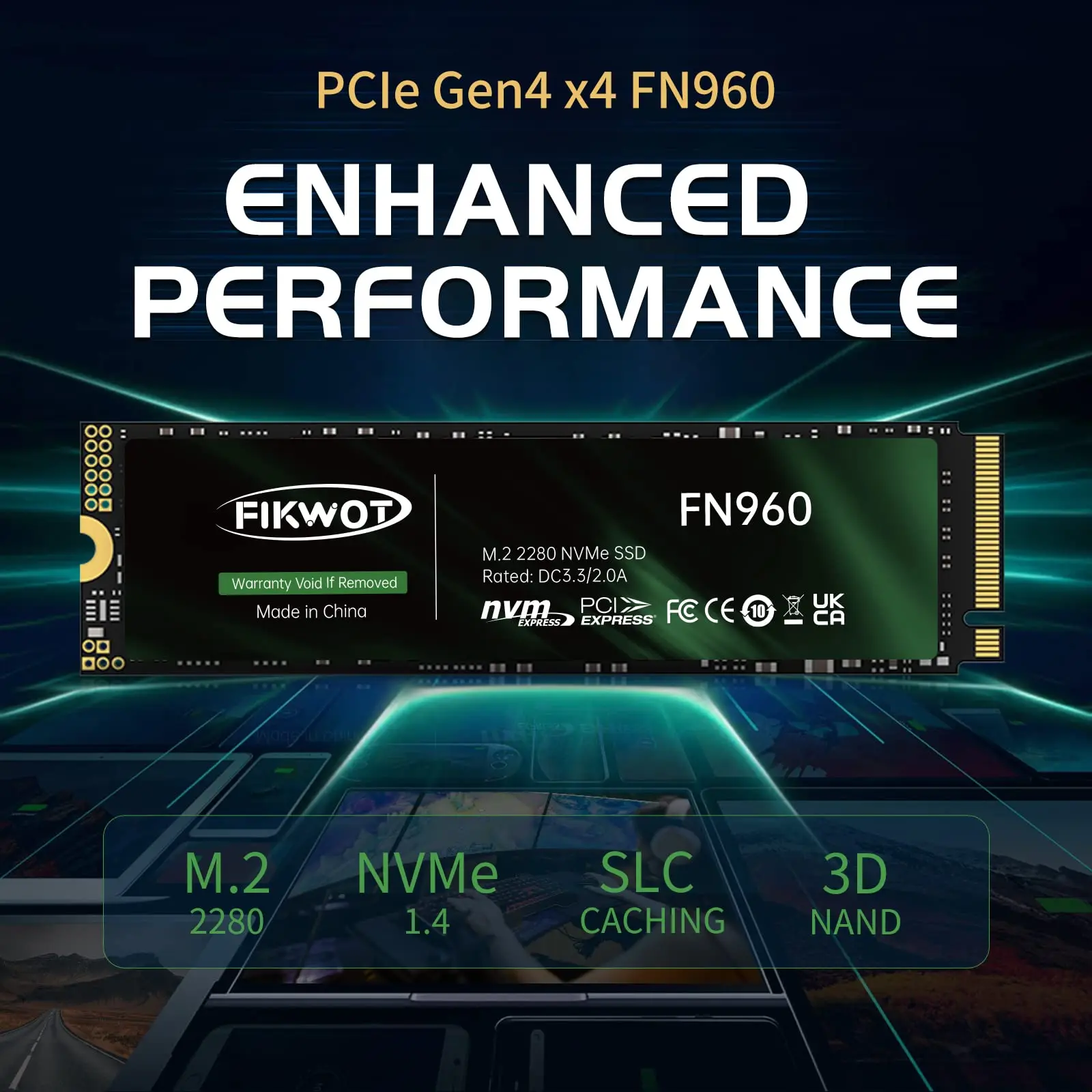 Fikwot FN960 SSD 512 ГБ 1 ТБ 2 ТБ M.2 SSD PCIe4.0x4 SSD 5000 МБ/с M.2 NVMe Жесткий диск Внутренний твердотельный накопитель для PS5 Настольный ПК