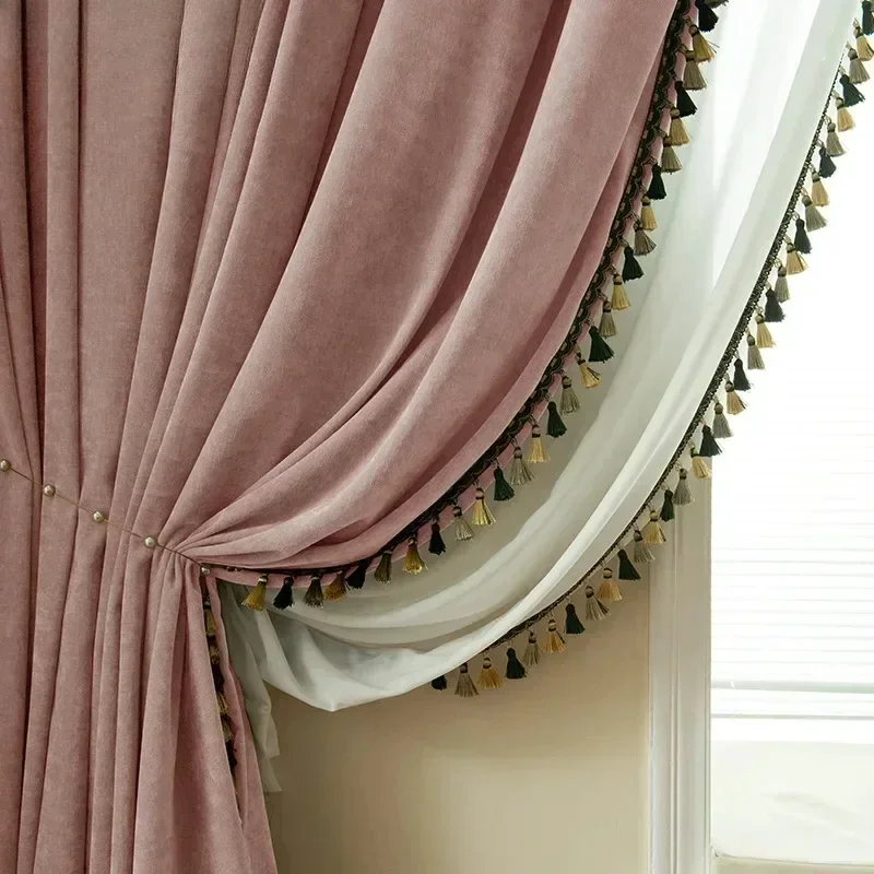 Retro Chenille Blackout Curtains for Bedroom Living Room High-end Thermal Insulation Noise Reduction Custom Options