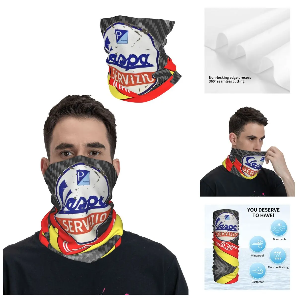 Proficient V-Vespas Bandana Neck Gaiter Motocross Face Scarf Balaclava Cycling Unisex Adult Washable