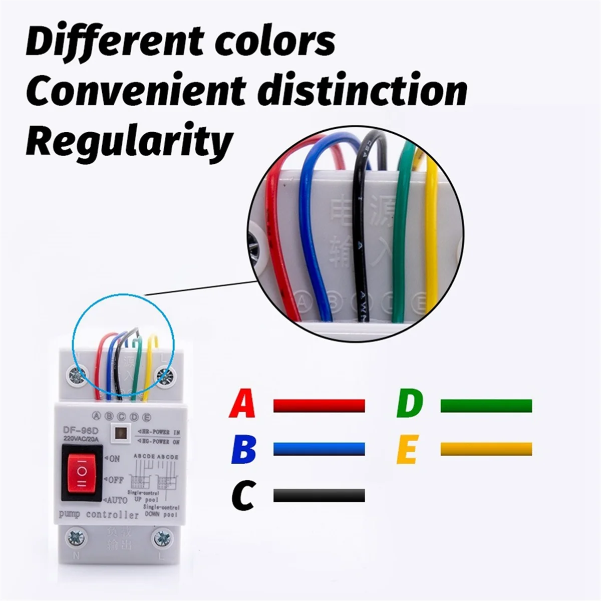 

AA98 New DF-96D Automatic WaterLevel Controller Switch 20A220V Water Tank Liquid Level Detection Sensor Controller 2M Wires B