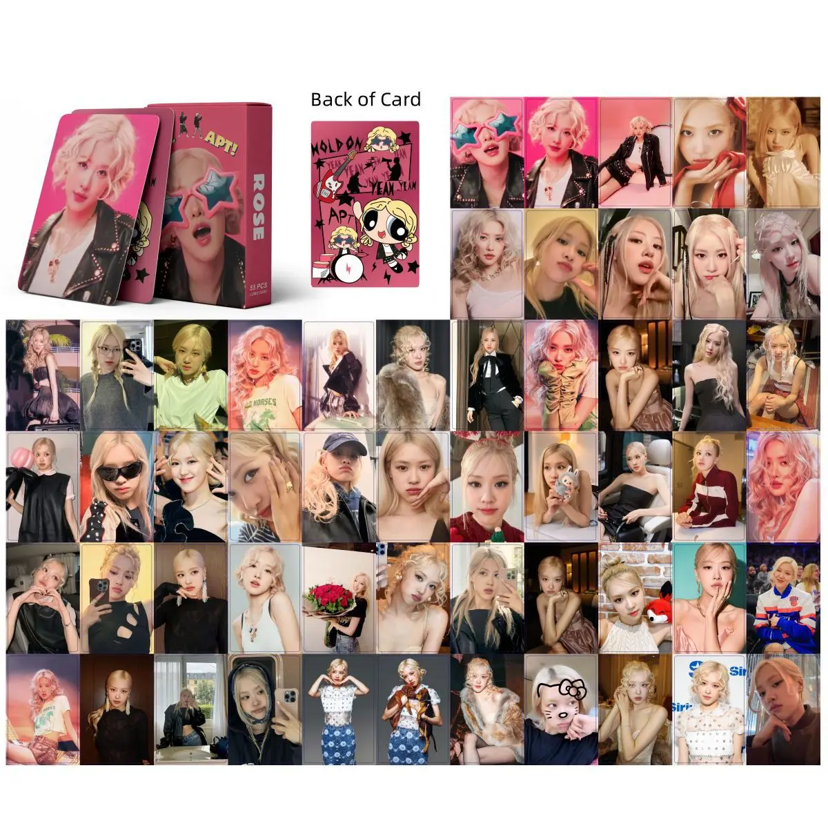 55 ชิ้นในสต็อก Rosé APT Rose Fan Collection Card การ์ดรูปถ่ายโปสการ์ดการ์ด LOMO
