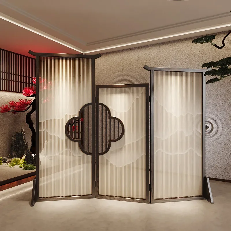 for Song Style Aesthetic Screen Entrance Partition Movable Living Room Tea Room Club Block New Chinese High End Seat Screen