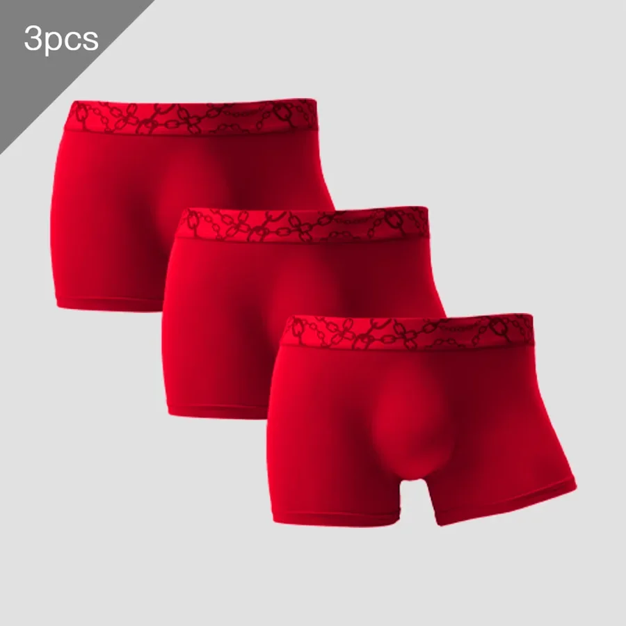 3pc Men's underwear ice silk 3D punch bottom crotched boxers no scars ultra thin flat boxers summer breathable underpants