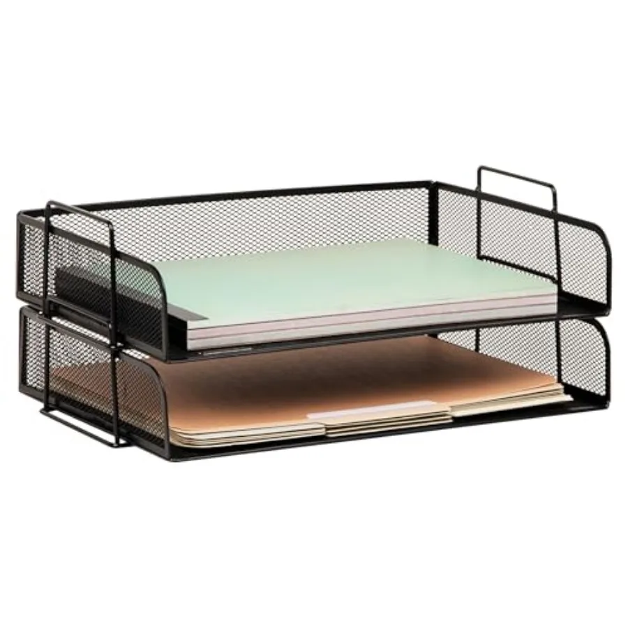 Stackable Metal Mesh Paper Tray Organizer Set