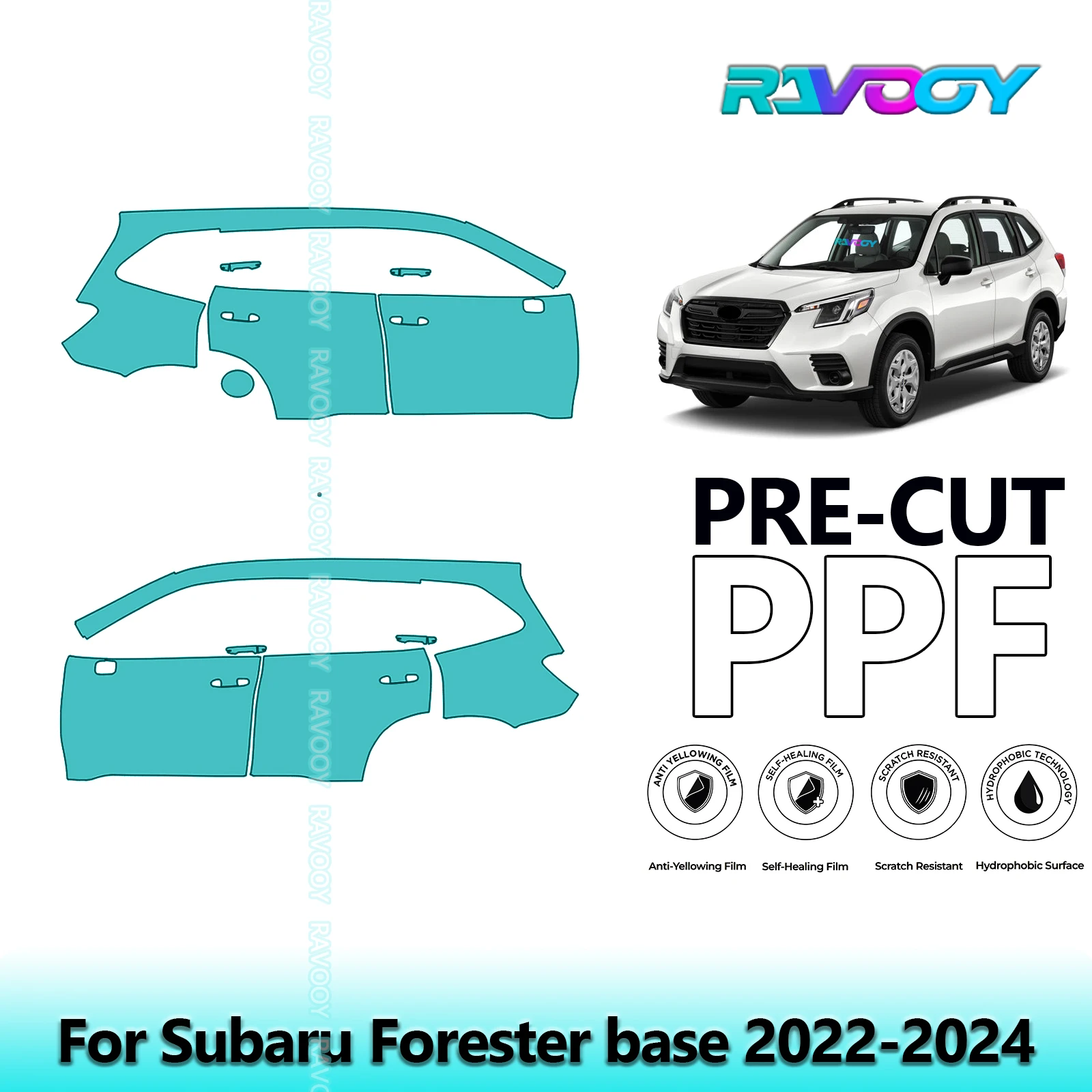 

For Subaru Forester base 2022-2024 8.5mil Clear Matte Pre-Cut PPF Door & A/B Pillar Kit TPU Paint Protection Film Set