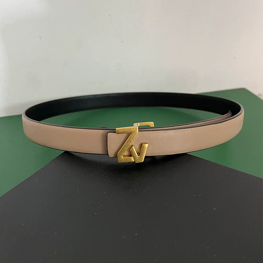 Cintura di marca in pelle reversibile sottile di lusso da 25 mm Cintura da donna di design da donna Cintura da donna Cintura in vita Abito chic Cintura da festa per jeans
