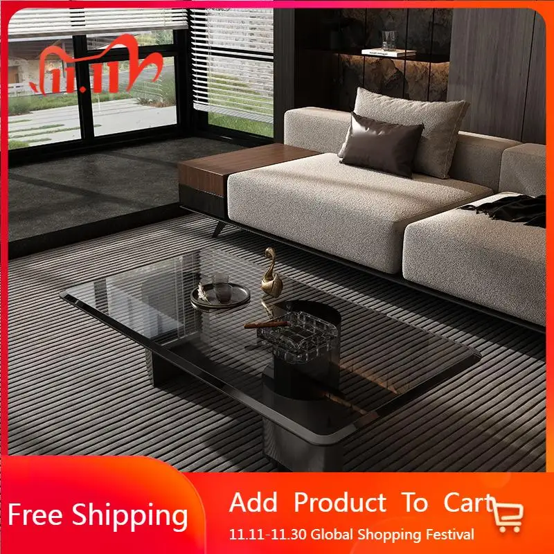 

Стеклянный черный промышленный журнальный столик, современное качество, минималистичный водонепроницаемый журнальный столик, прозрачная стоячая мебель Meubles