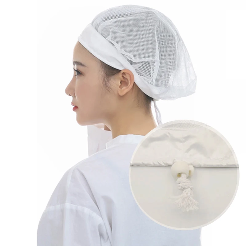 White Adjustable Net Caps Bakery Baking Workshop Work Hat Bouffant Cap Hairnet Food Service Cooking Kitchen Men Women Head Cover