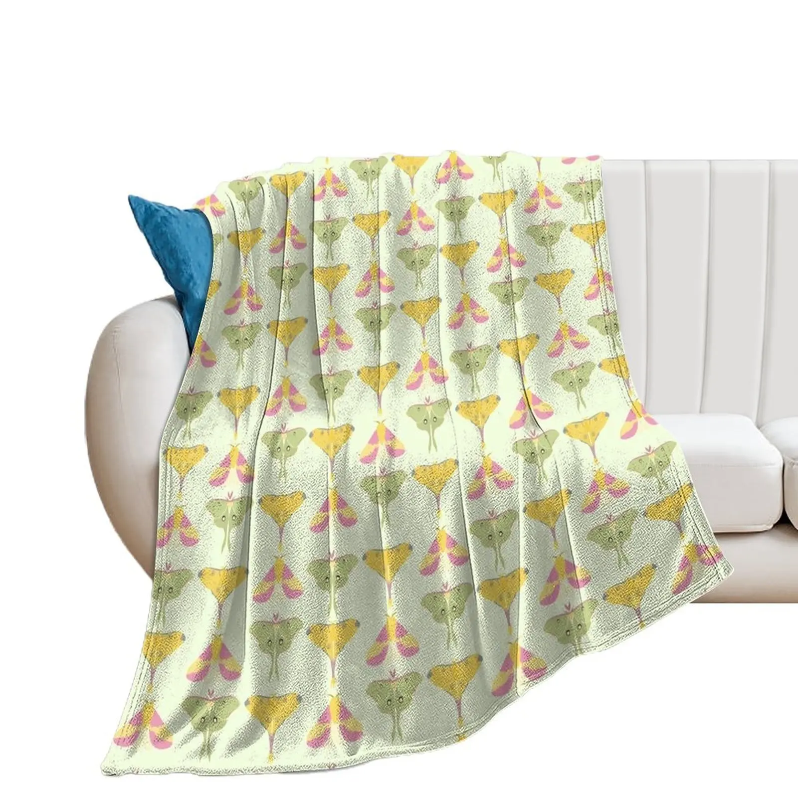 

Beautiful Vibrant Moths on a Green Background Throw Blanket heavy to sleep Custom Large Summer Blankets