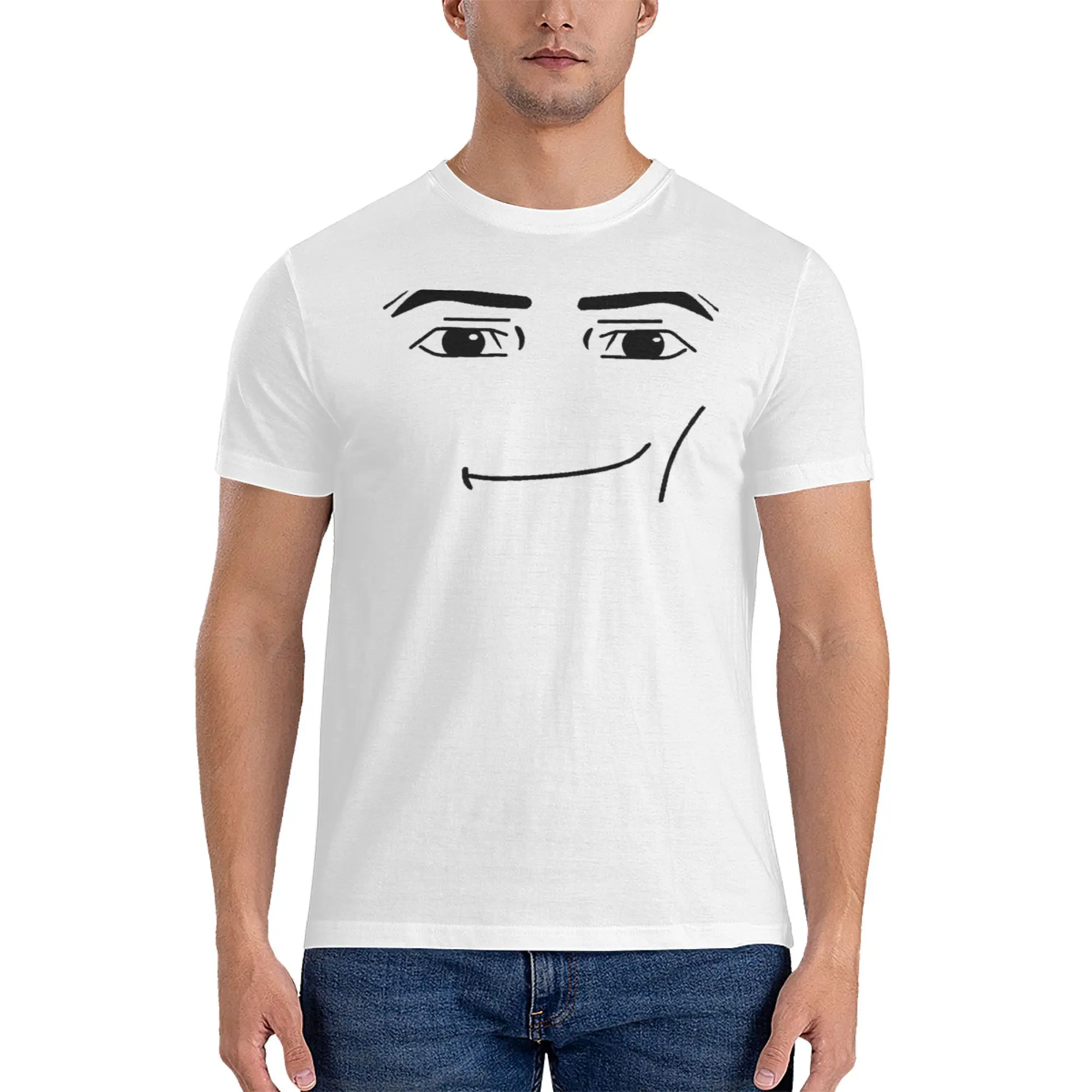 Funny Anime Robot Robloxs Face T-Shirt For Men Women Cotton Short Sleeve Round Neck Summer Clothing