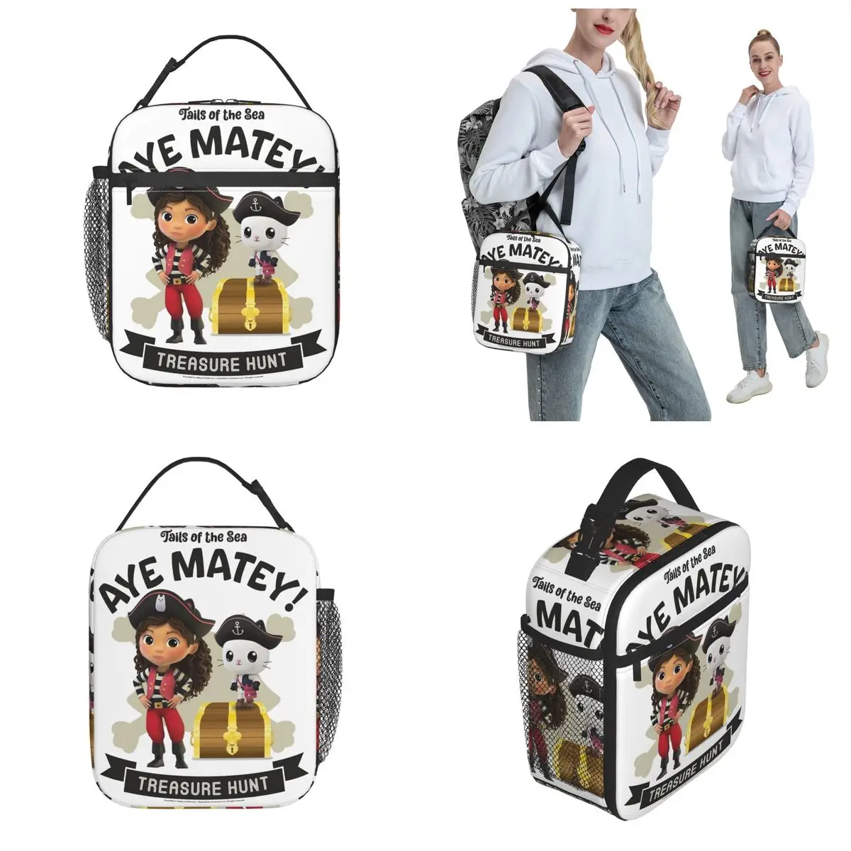 Funny Gabby's Dollhouse Aye Matey! Treasure Hunt Accessories Insulated Lunch Bags Storage Food Boxes Portable Lunch Boxes