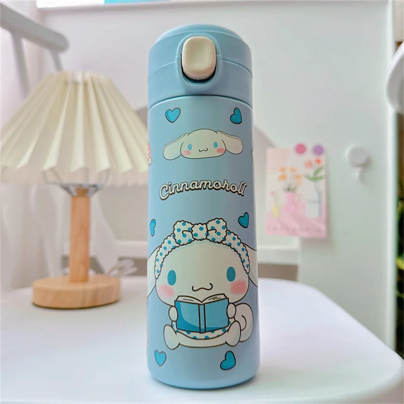 420ml Sanrio Hallo Kitty Edelstahl Thermoskanne Kawaii Kuromi Cinna moroll Melodie Kinder Vakuum flasche Wasser flasche Becher