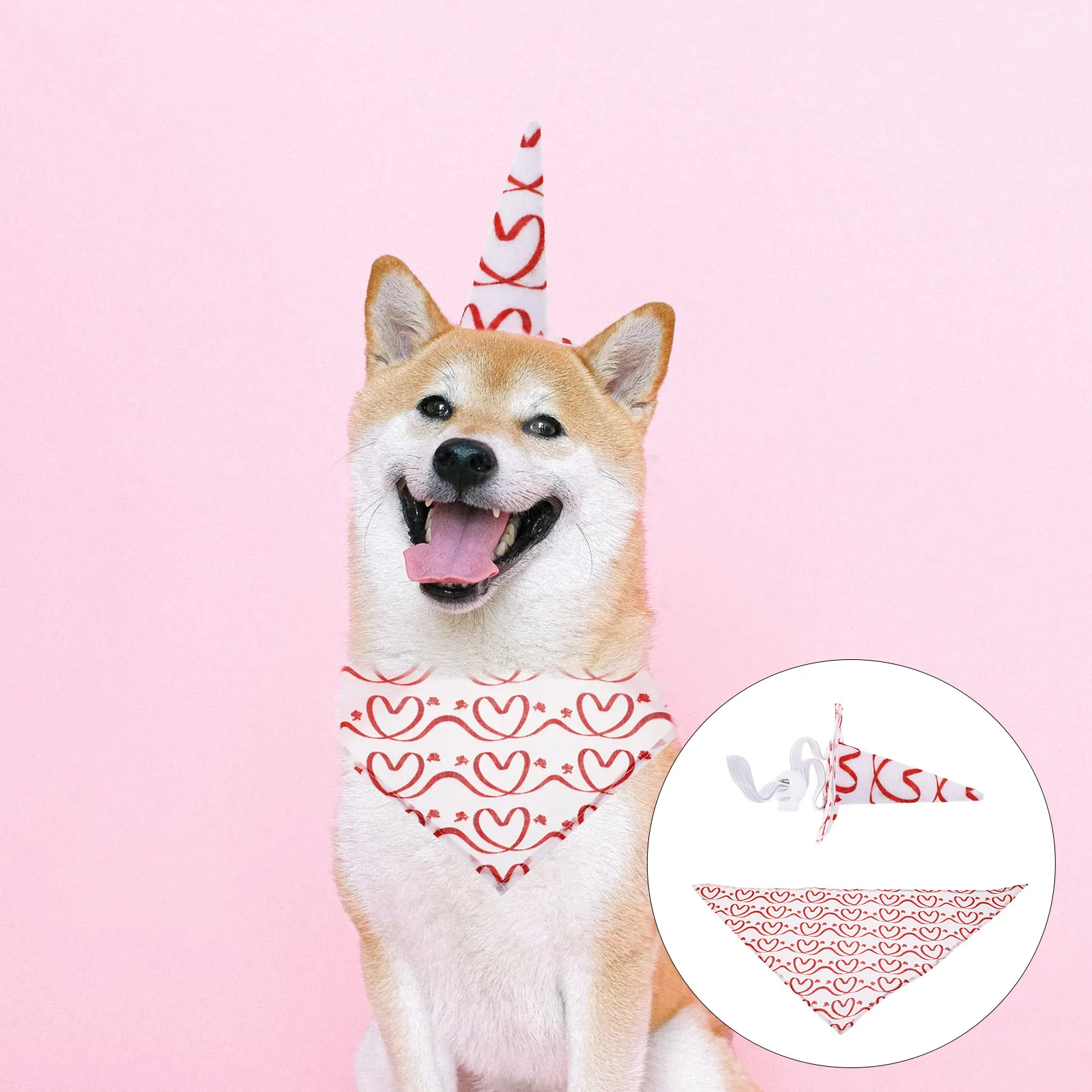 

Pet Hats Set Dog B Bib Hat Triangle Scarves Decorative Puppy Polyester Valentine Cats Saliva Towel Stylish