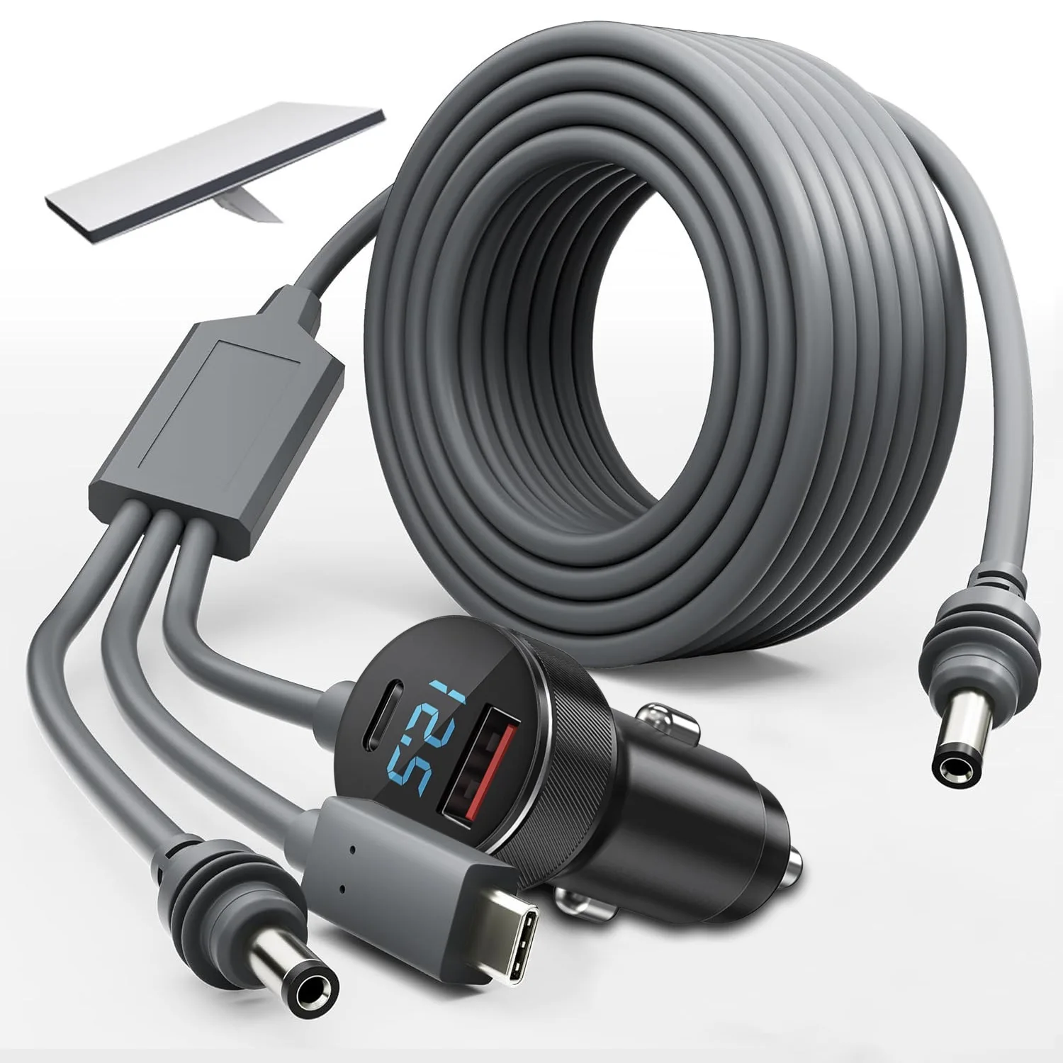3-in-1USB C/Car Charger/DC to DC Replacement Cable for Starlink Mini, Cigarette Lighter Adapter 12V-48V with Digital Display