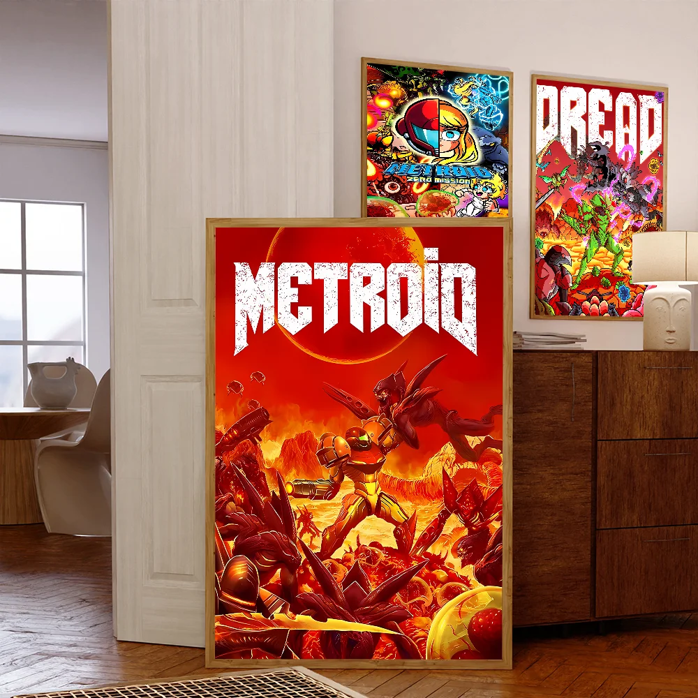 Metroid Prime Poster Sticky HD Quality Wall Art Retro Posters for Home Kawaii Room Decor Classic Movie Posters