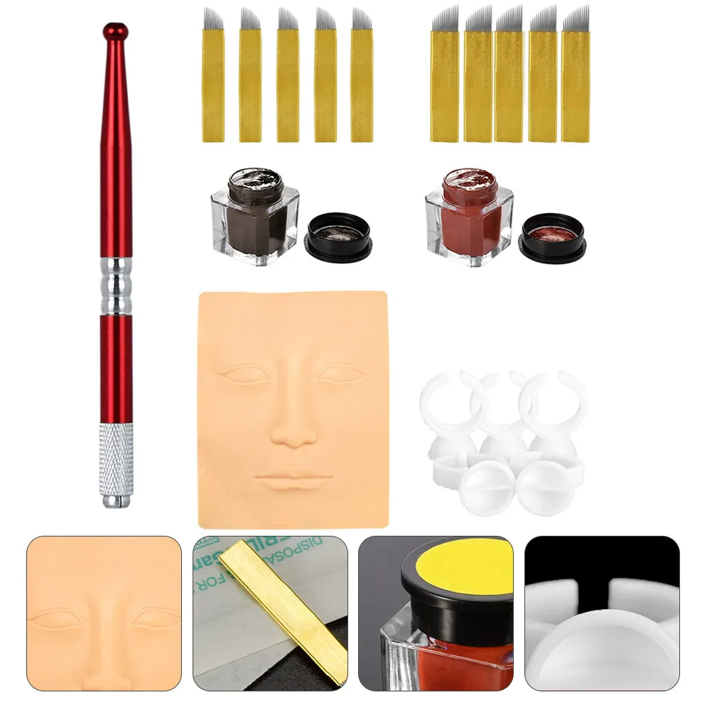 

1 комплект профессионального набора для микроблейдинга бровей для начинающих с инструментами для полутренировок кожи, высокая точность