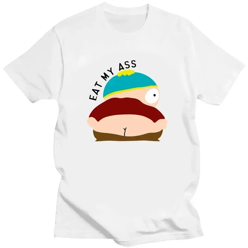 Funny Cartoon Boy Eat My Ass Illustration T-shirt for Man Fashion 100% Cotton Oversized Short Sleeve Women Tees Shirts Tops