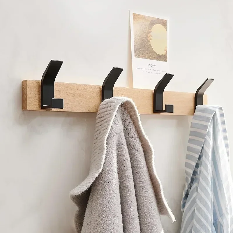 Wooden Clothes Hangers Wall Mounted Beech Clothes Hangers Living Room Brief Clothing Hanger Portable Bedroom Hooks Storage