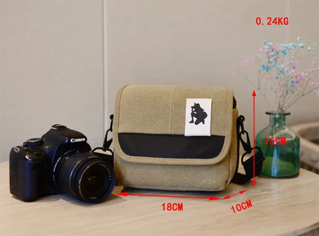 Minimally designed single shoulder camera bag with canvas durability, suitable for portable storage of mirrorless SLR cameras