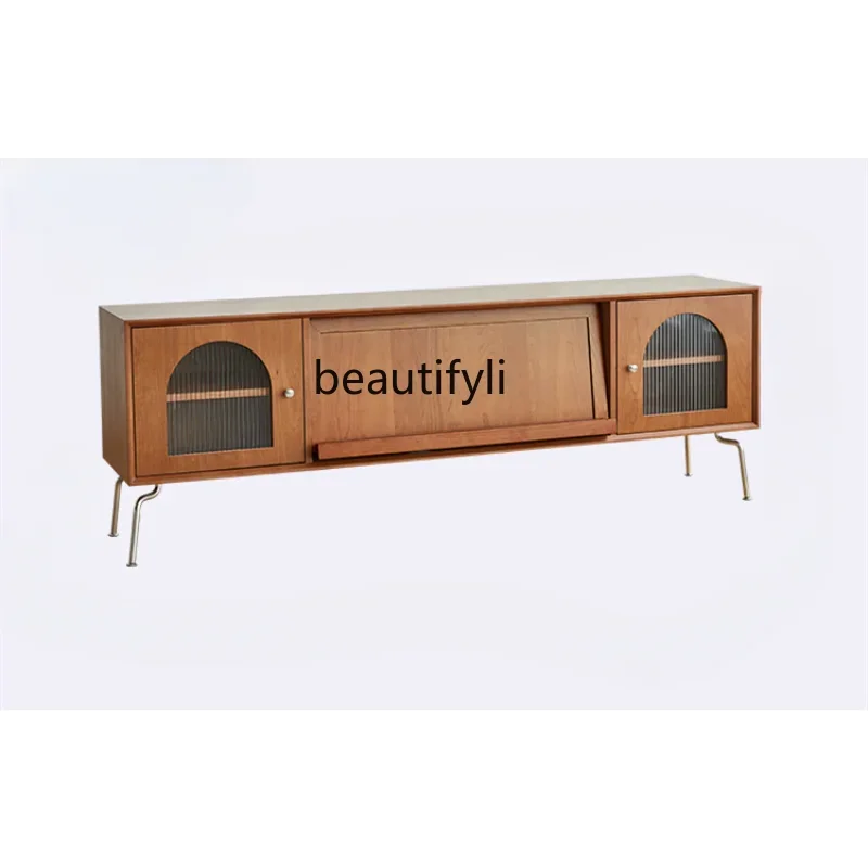 

S Customized Nordic Retro Solid Wood TV Cabinet Coffee Table Combination Modern Simple Small Apartment Living Room Home