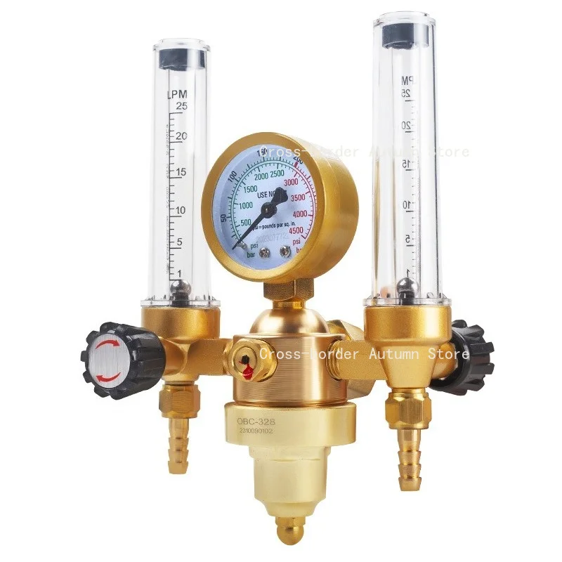 Dual Flow Argon Regulator Cylinder Type Pressure Gauge for TIG Welding Machine