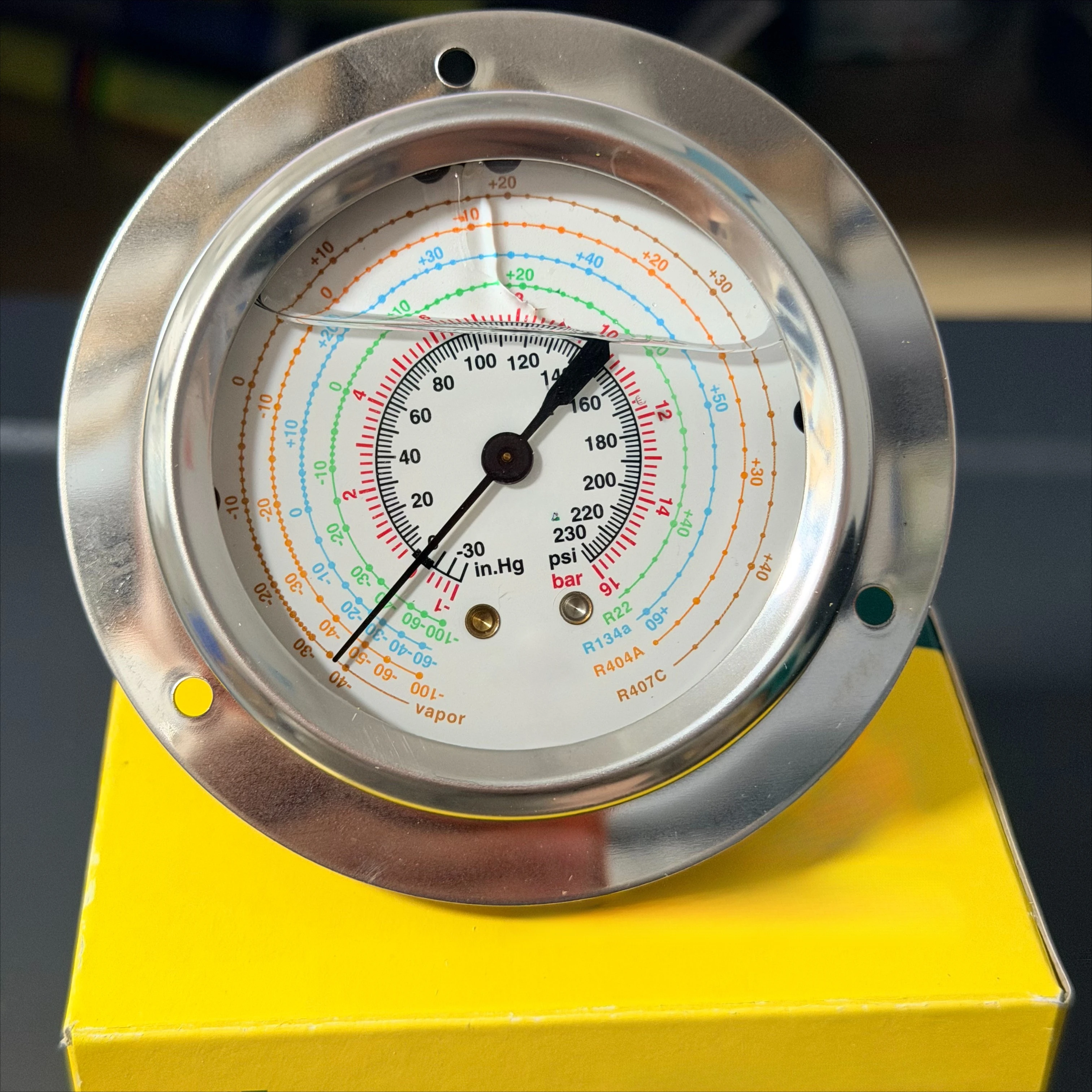High Precision Refrigerant Pressure Oil Gauge MR-205/305-DS-MULTI Axial Oil-filled Shockproof Gauge with Edge