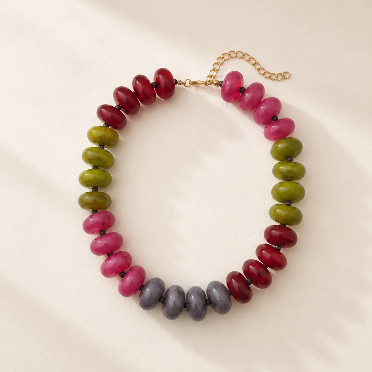 Original Bohemian Colorful Acrylic Beaded Necklace Retro Contrast Color Autumn Winter Jewelry for Women Wholesale