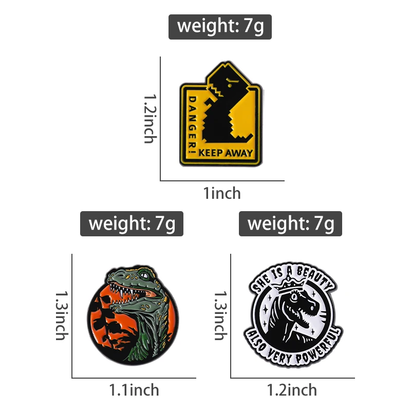 Abenteuer Tier Dinosaurier Brosche Emaille Pins Lustige süße Cowboy Dinosaurier Broschen Kragen Revers Abzeichen Schmuck Geschenk für Freunde – Detail 1