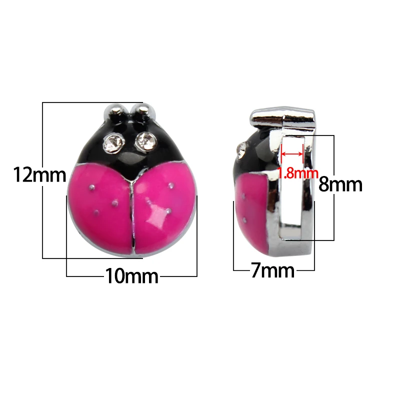 8mm Mixed Color Ladybug Slide Charms For Bracelet Women Jewelry Making Dog Pet Collar DIY Keychain Accessories Gift