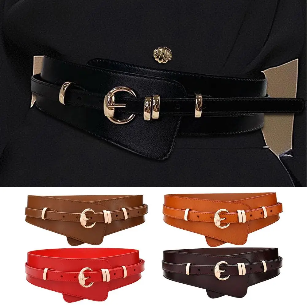 レトロなウエストベルト、トレンディなピンバックル、女性用ワイドベルト、女性用ウエストバンド、ファッション服飾パーツ、無地カラーバンド、レザーウエストシール