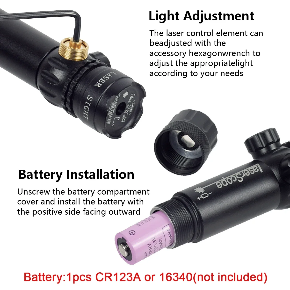 Taktisches Zielfernrohr Rot-Grün-Punkt Laser-Kalibrierungsvisier Einstellbares Jagd-Laserzubehör Laser-Ortungsgerät für 20mm-Schiene – Detail 6