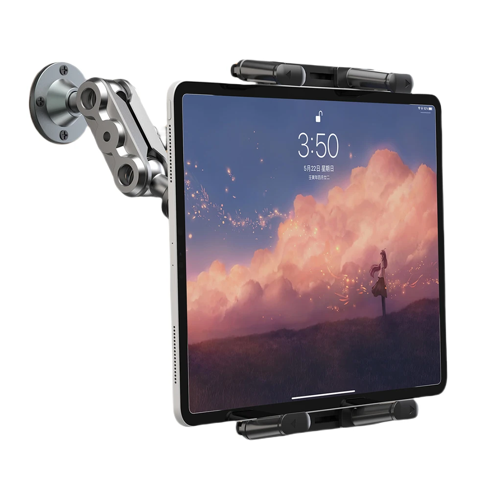 

Heavy Duty Tablet Holder Wear Resist Aluminum Drill Base Phone Rack 360 Degree Rotable Car Dashboard Phone Mount for Home Office