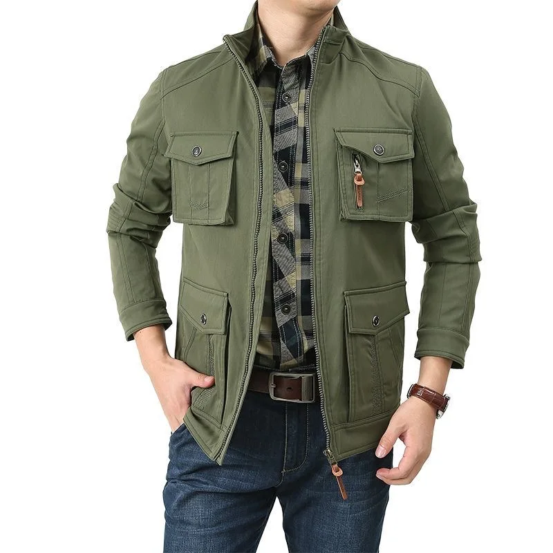

Autumn and Spring New Fashion Trend American Vintage Multi-pocket Workwear Jacket Men's Casual Loose Sports Plus Size Coat M-5XL