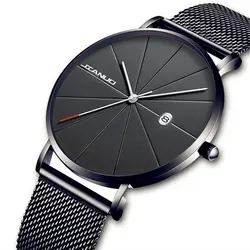 Hot fashion ultra-thin men's watches, men's calendar watches, luxurious men's mesh watches, simple casual watches