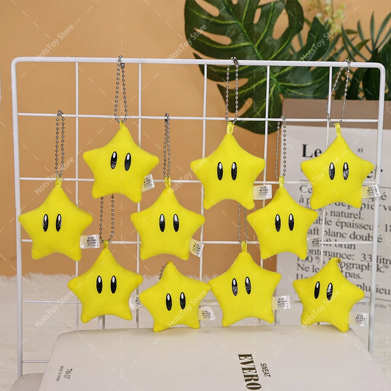 

Yellow Super Star Plush Keychain Soft Stuffed Peluche 1/5/10 pcs 5cm Yellow Super Star Schoolbag Backpack Pendant Toys